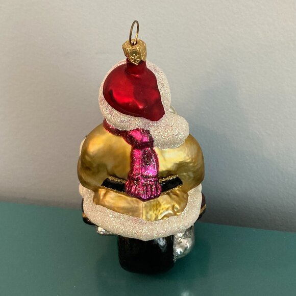 Biker Santa Ornament - Hand-Blown Glass - Picture 4 of 11
